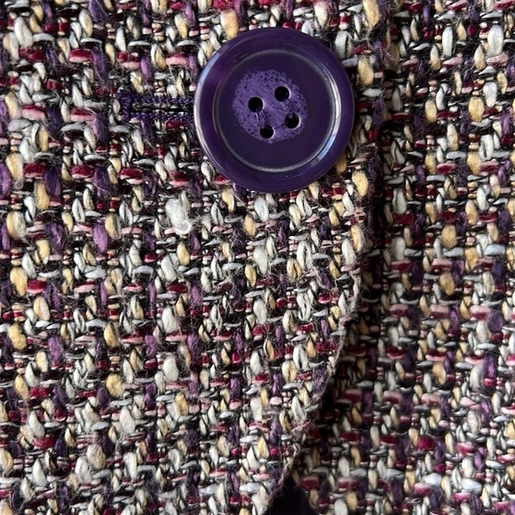 LAURA PETITES Purple Bouclé Wool Blend Knit Two Button Closure Blazer Size 2 - Picture 7 of 17